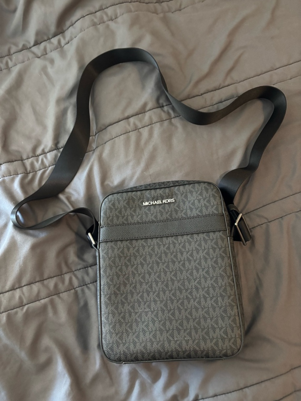 Michael Kors Men's Black MK Monogram Crossbody Messenger